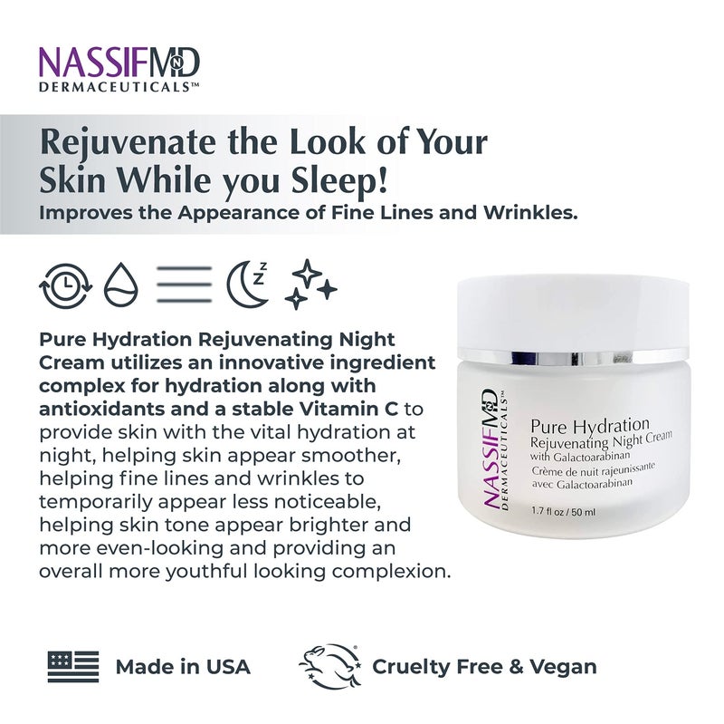 NassifMD Pure Hydration Rejuvenating Night Cream with Vitamin C to support Natural Collagen and provide Antioxidants | Anti Aging Cream  (1.7oz) - Image 3